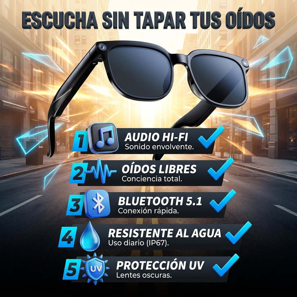 Gafas Deportivas Smart Audio | Protección Solar y Llamadas Manos Libres 🏃‍♂️📞