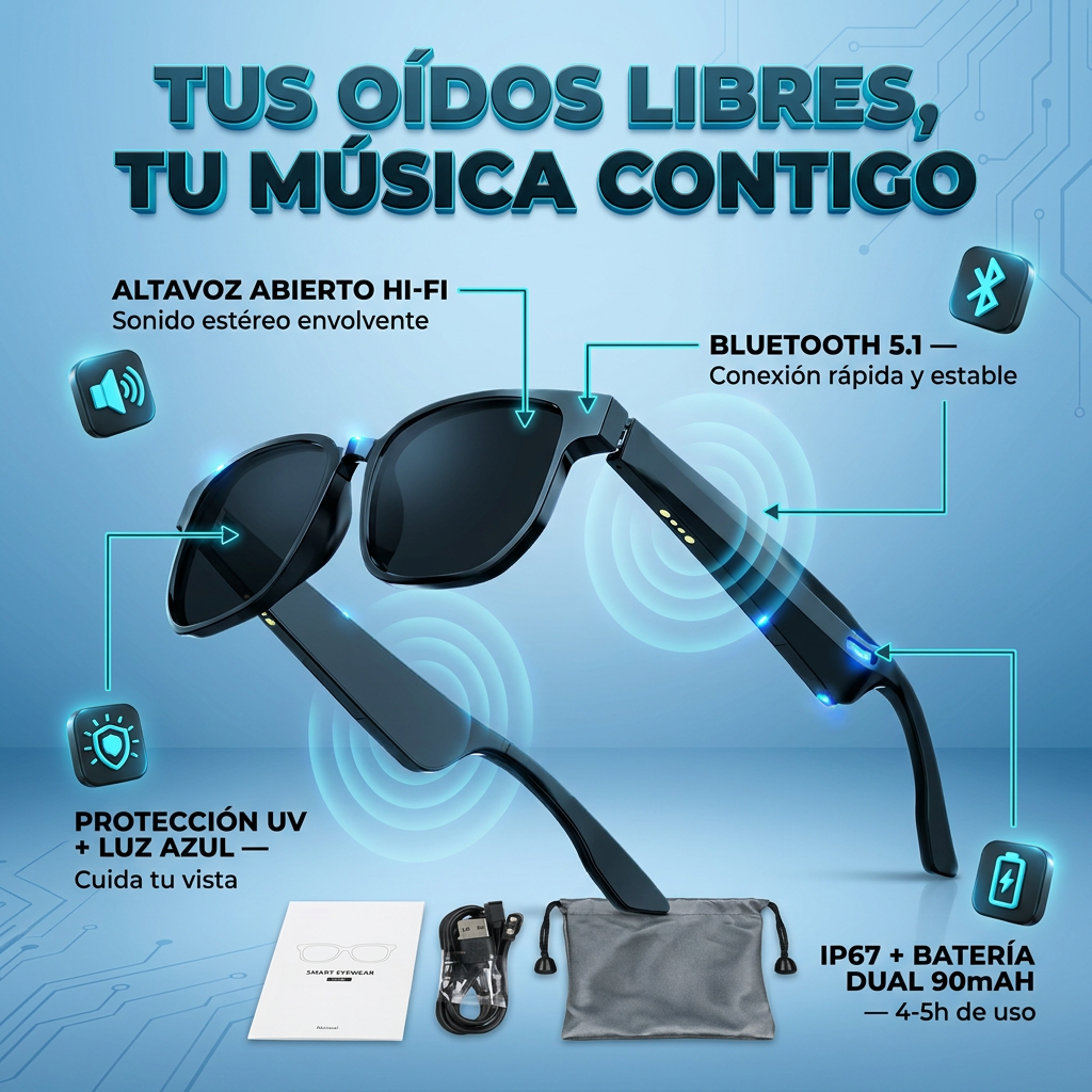Gafas Deportivas Smart Audio | Protección Solar y Llamadas Manos Libres 🏃‍♂️📞